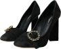 Dolce & Gabbana Zwarte Brogue Pumps met Strass Gesp Black Dames - Thumbnail 3