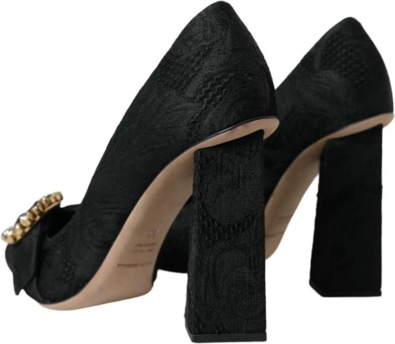 Dolce & Gabbana Zwarte Brogue Pumps met Strass Gesp Black Dames