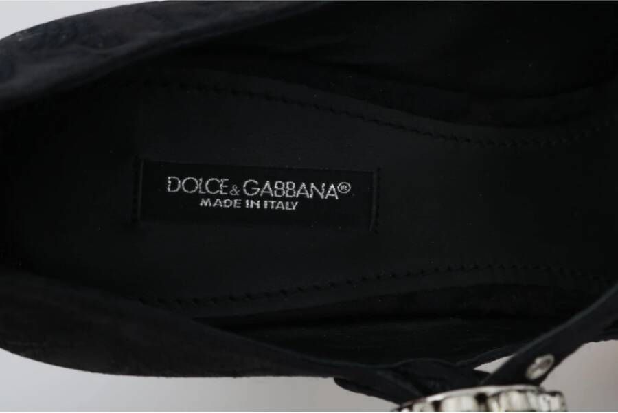 Dolce & Gabbana Zwarte Brokaat Hoge Hakken Mary Janes Schoenen Black Dames