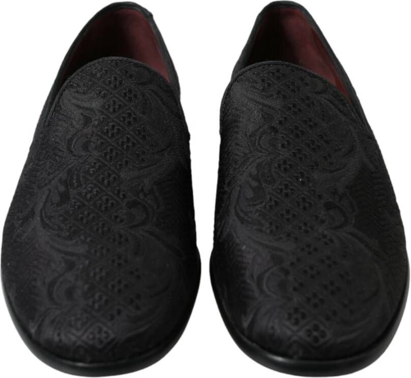 Dolce & Gabbana Zwarte Brokaat Loafer Jurkschoenen Black Heren