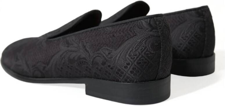 Dolce & Gabbana Zwarte Brokaat Loafer Jurkschoenen Black Heren