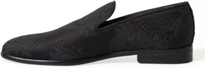 Dolce & Gabbana Zwarte Brokaat Loafer Jurkschoenen Black Heren