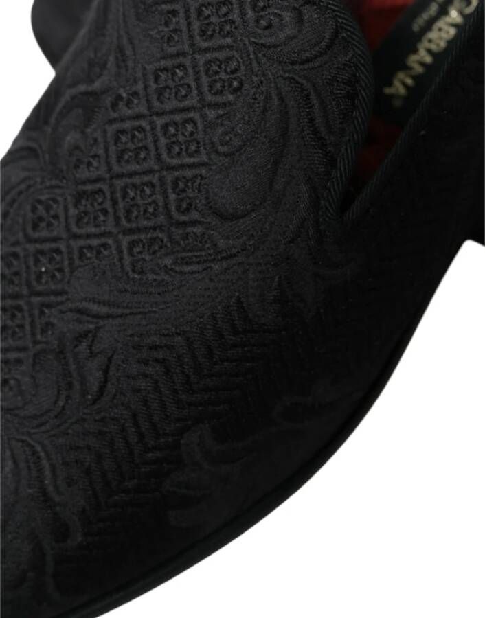 Dolce & Gabbana Zwarte Brokaat Loafer Jurkschoenen Black Heren