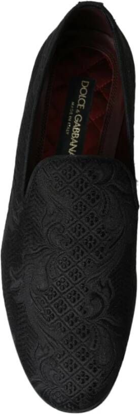 Dolce & Gabbana Zwarte Brokaat Loafer Jurkschoenen Black Heren