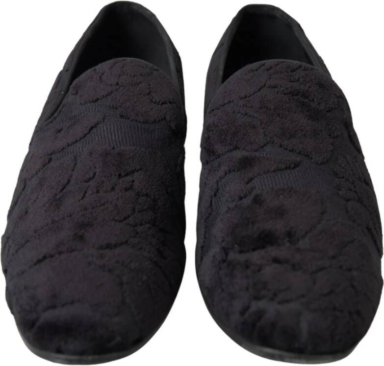 Dolce & Gabbana Zwarte Brokaat Loafers
