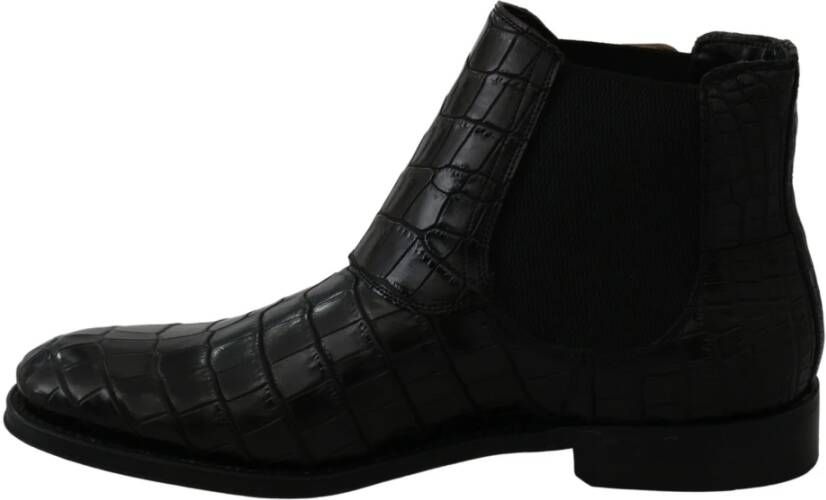 Dolce & Gabbana Zwarte Derby laarzen van krokodillenleer Zwart Dames