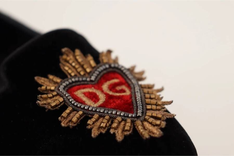 Dolce & Gabbana Zwarte DG Sacred Heart Patch Instappers Zwart Dames