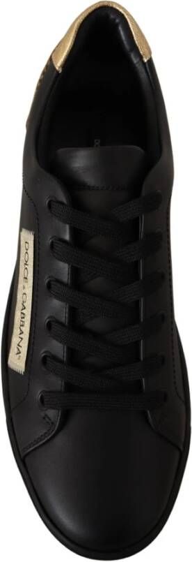 Dolce & Gabbana Zwarte en Gouden Leren Sneakers