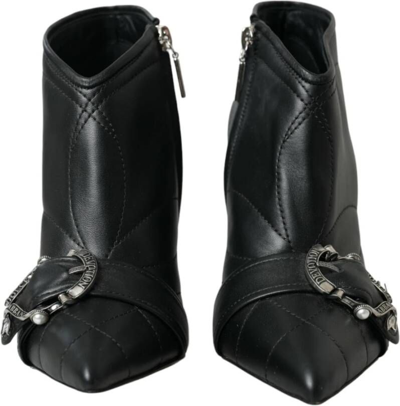 Dolce & Gabbana Zwarte Gewatteerde Gesp Laarzen Black Dames