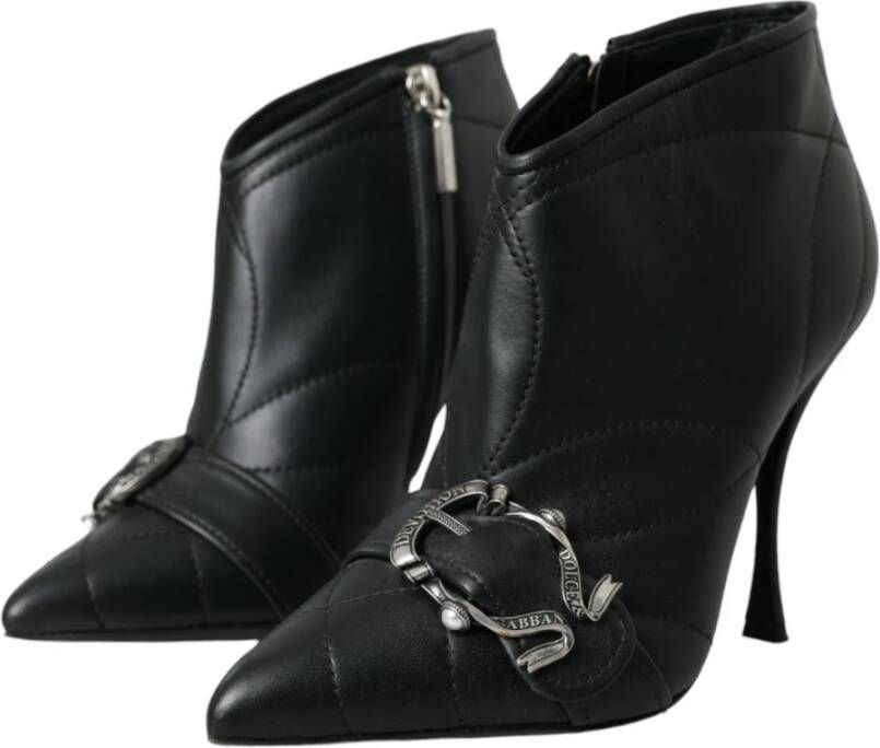Dolce & Gabbana Zwarte Gewatteerde Gesp Laarzen Black Dames
