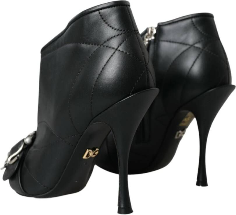 Dolce & Gabbana Zwarte Gewatteerde Gesp Laarzen Black Dames