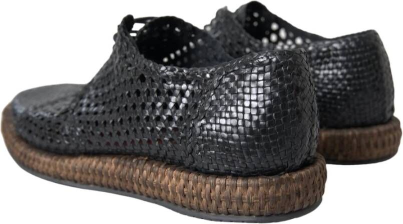Dolce & Gabbana Zwarte geweven geitenleren Derby schoenen Black Heren