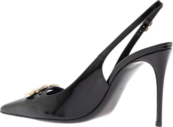 Dolce & Gabbana Glanzend Leren Slingback Pumps met Gouden Metalen DG Monogram Black Dames - Foto 3