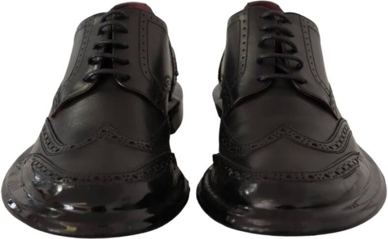 Dolce & Gabbana Zwarte Kalfsleren Wingtip Oxford Schoenen Black Heren