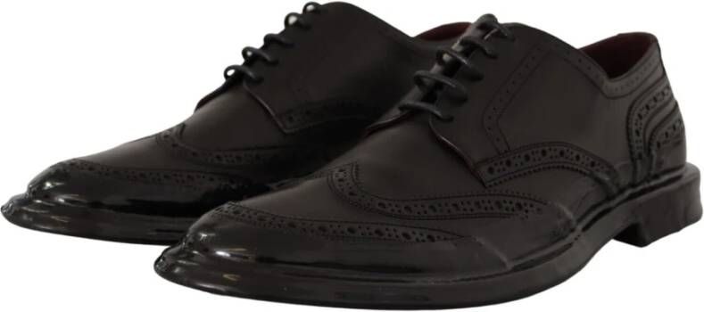 Dolce & Gabbana Zwarte Kalfsleren Wingtip Oxford Schoenen Black Heren