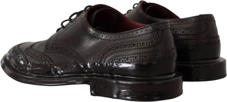 Dolce & Gabbana Zwarte Kalfsleren Wingtip Oxford Schoenen Black Heren