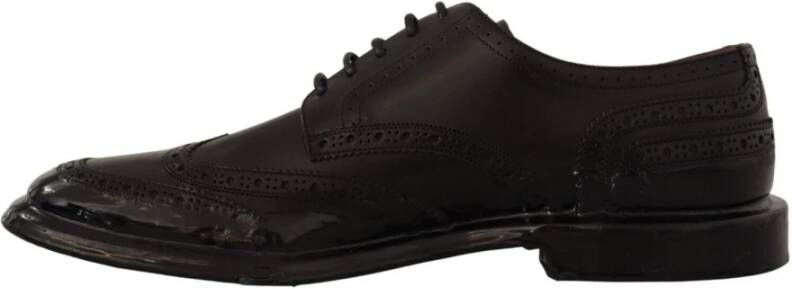 Dolce & Gabbana Zwarte Kalfsleren Wingtip Oxford Schoenen Black Heren