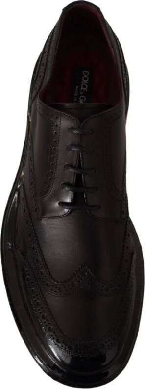 Dolce & Gabbana Zwarte Kalfsleren Wingtip Oxford Schoenen Black Heren