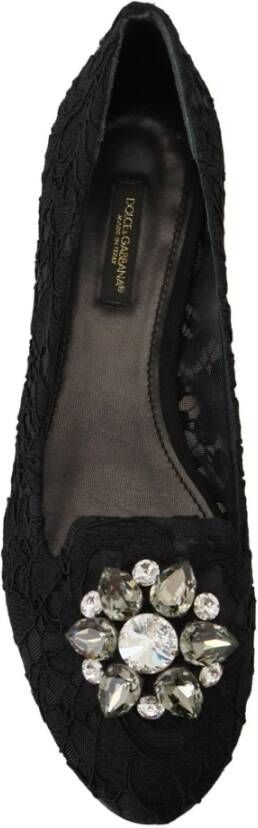 Dolce & Gabbana Zwarte Kant Kristal Ballerina Black Dames
