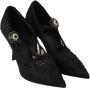 Dolce & Gabbana Black Lace Crystals Heels Mary Jane Pumps Shoes Zwart Dames - Thumbnail 6