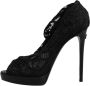 Dolce & Gabbana Zwarte Kant Stretch Laarzen met Leren Zool - Thumbnail 2
