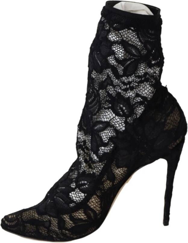 Dolce & Gabbana Zwarte Kant Taormina Hoge Hak Pumps Black Dames