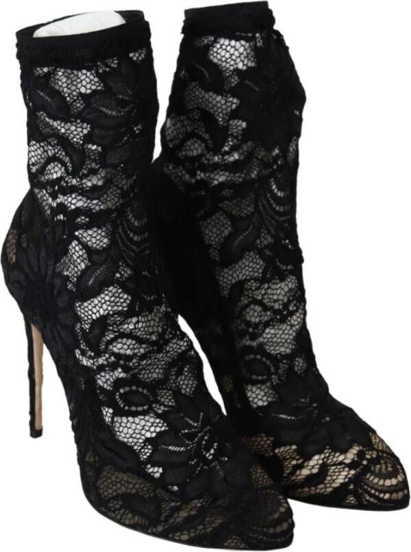 Dolce & Gabbana Zwarte Kant Taormina Hoge Hak Pumps Black Dames