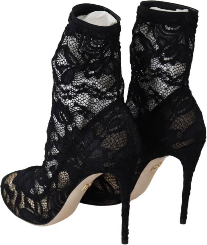 Dolce & Gabbana Zwarte Kant Taormina Hoge Hak Pumps Black Dames