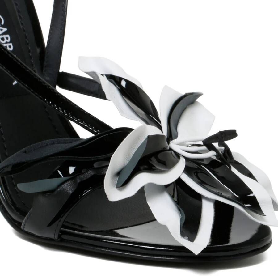 Dolce & Gabbana Zwarte Keira Sandalen met Bloemenborduursel