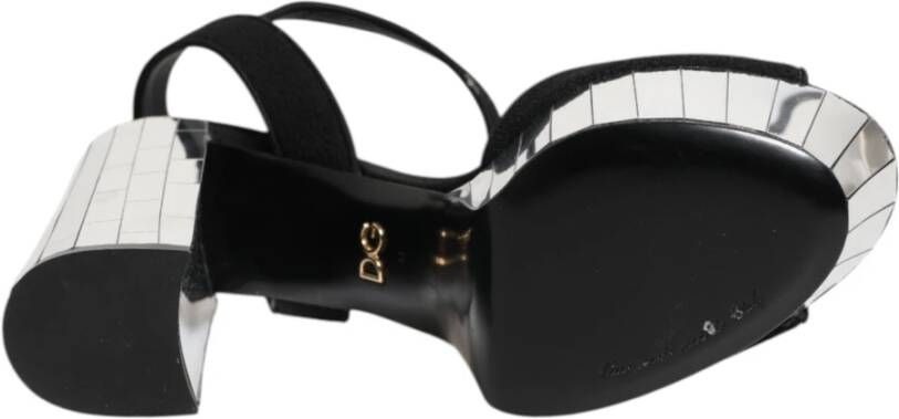 Dolce & Gabbana Zwarte Kristal Enkelband Sandalen