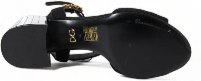 Dolce & Gabbana Zwarte Kristal Enkelband Sandalen Black Dames