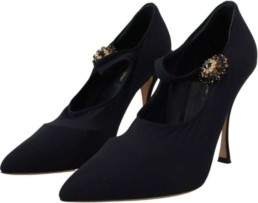 Dolce & Gabbana Zwarte Kristal Mary Jane Sok Pumps Black Dames