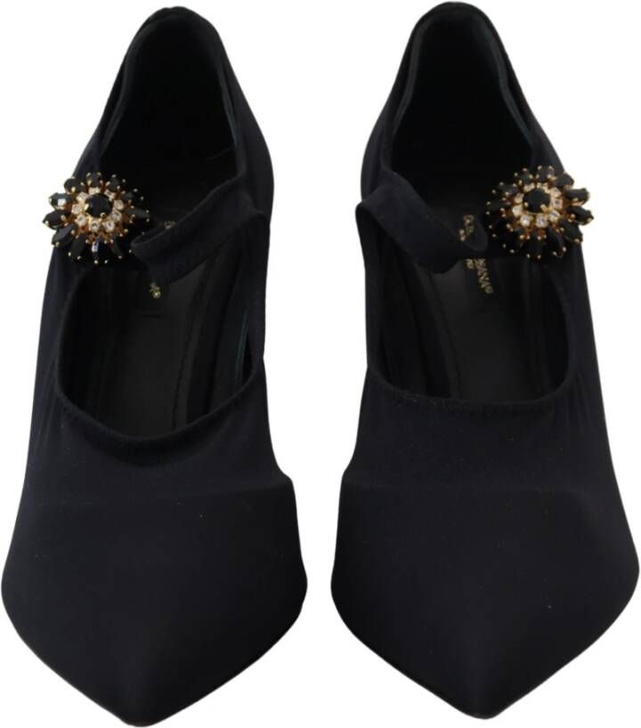 Dolce & Gabbana Zwarte Kristal Mary Jane Sok Pumps Black Dames