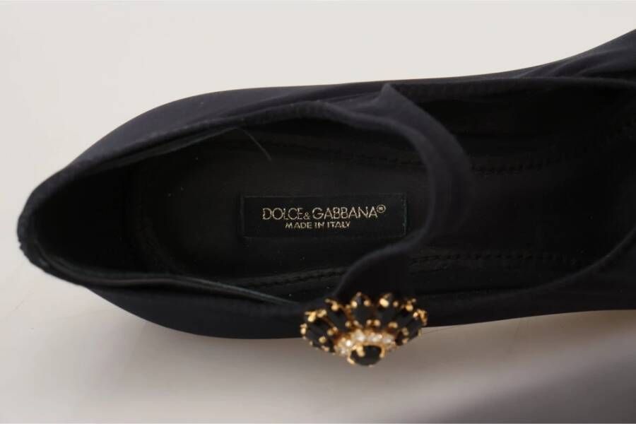 Dolce & Gabbana Zwarte Kristal Mary Jane Sok Pumps Black Dames