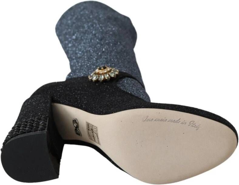 Dolce & Gabbana Zwarte Kristal Mary Janes Booties Black Dames