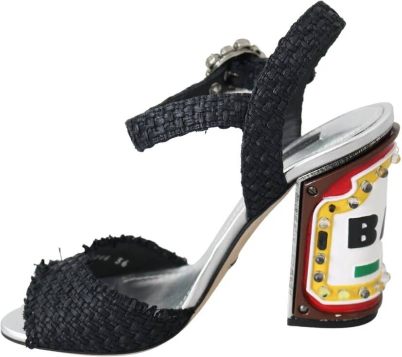 Dolce & Gabbana Zwarte Kristallen LED Sandalen Zwart Dames