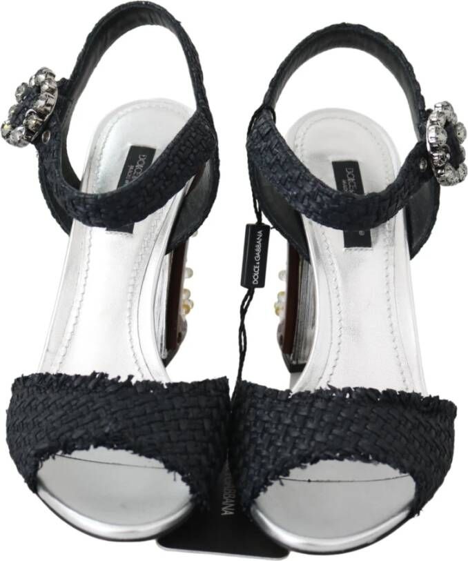 Dolce & Gabbana Zwarte Kristallen LED Sandalen Zwart Dames