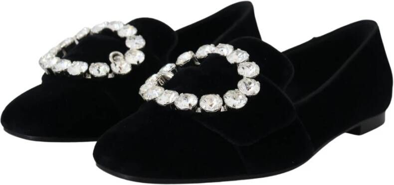 Dolce & Gabbana Zwarte Kristallen Loafers Hoge Kwaliteit Gemaakt in Italië Zwart Dames