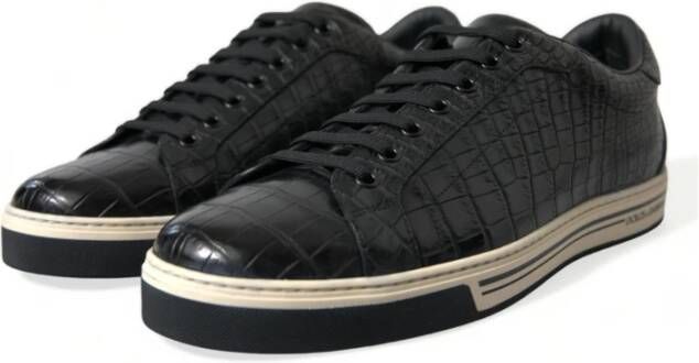 Dolce & Gabbana Zwarte Krokodillenleren Heren Casual Sneakers Black Heren