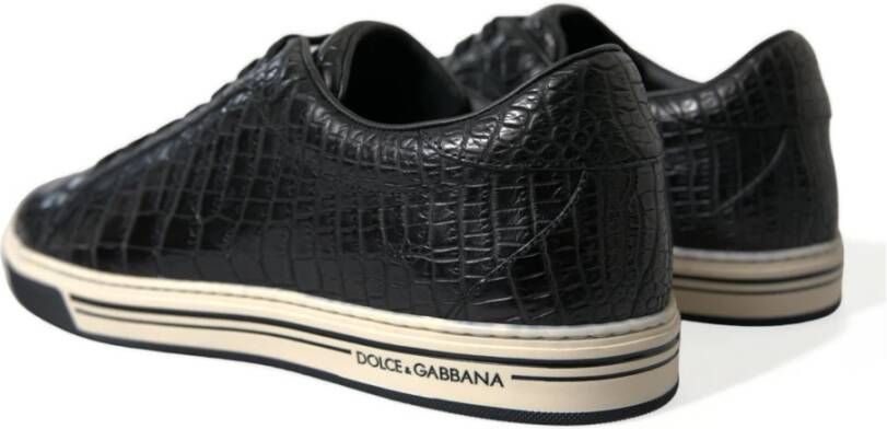 Dolce & Gabbana Zwarte Krokodillenleren Heren Casual Sneakers Black Heren