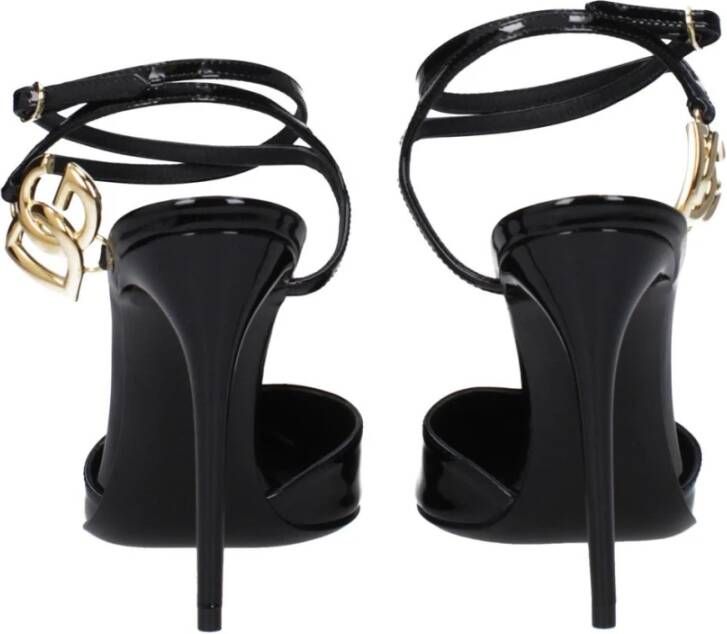 Dolce & Gabbana Zwarte Lakleren Sandalen met Gesp