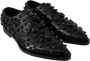 Dolce & Gabbana Zwarte Leren Jurkschoenen met Zwarte Kristallen Black Heren - Thumbnail 6