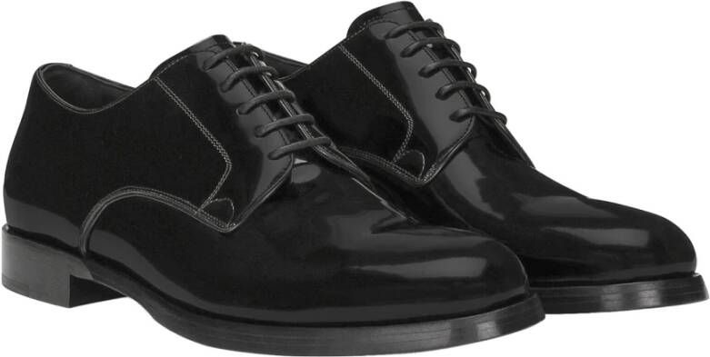 Dolce & Gabbana Zwarte Lakleren Veterschoenen Black Heren