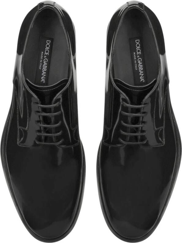 Dolce & Gabbana Zwarte Lakleren Veterschoenen Black Heren