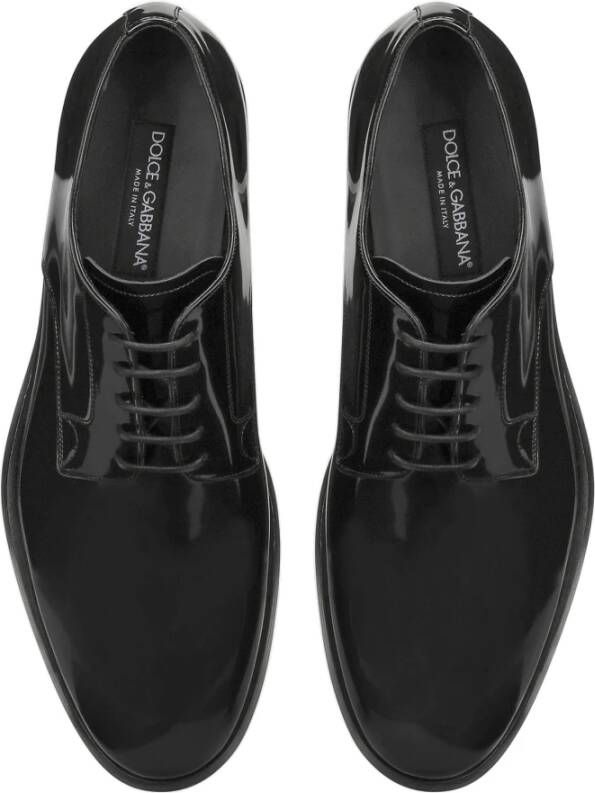 Dolce & Gabbana Zwarte Lakleren Veterschoenen Black Heren