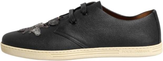 Dolce & Gabbana Zwarte Leren Crown Sneakers