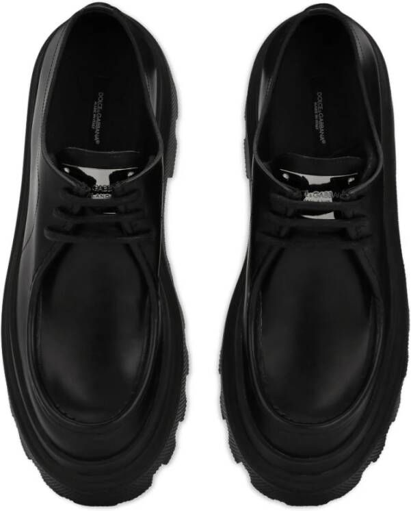 Dolce & Gabbana Zwarte Leren Derby Schoenen Black Heren