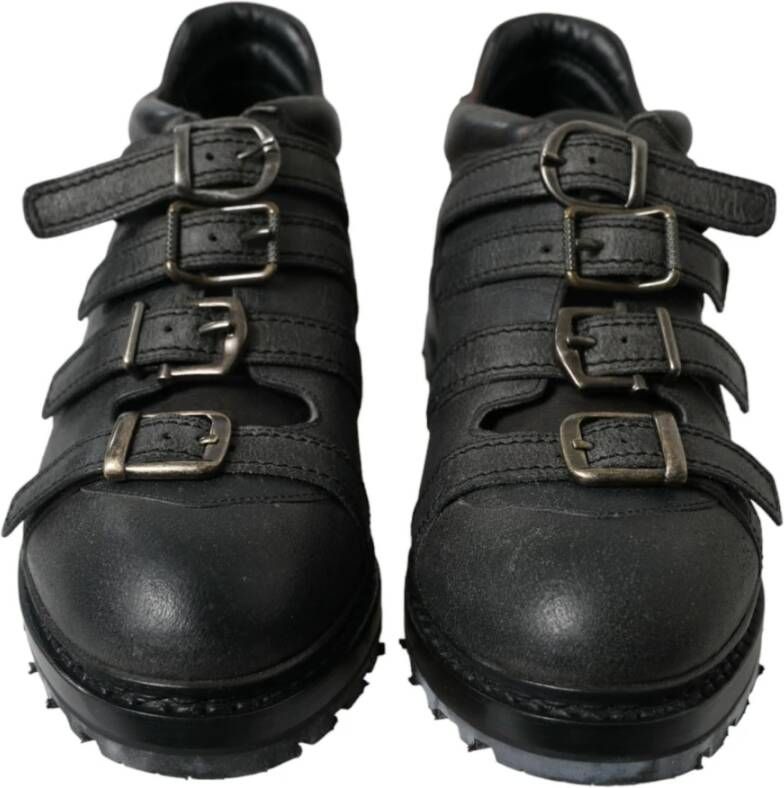 Dolce & Gabbana Zwarte leren enkelband laarzen Black Heren