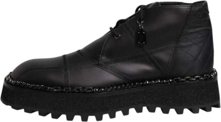 Dolce & Gabbana Zwarte leren enkellaarzen