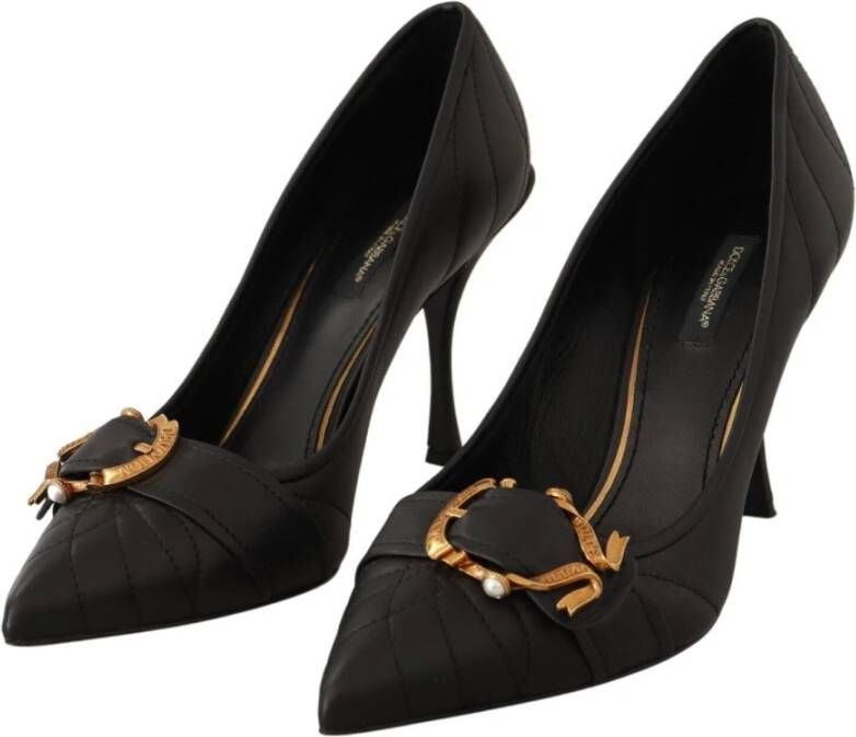 Dolce & Gabbana Zwarte Leren Hak Pumps Black Dames